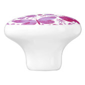Butterflies Waterverf Magenta Pink Keramische Knop (Zijkant)