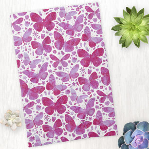 Butterflies Waterverf Magenta Pink Kitchen Towel Theedoek