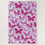 Butterflies Waterverf Magenta Pink Legpuzzel<br><div class="desc">Magenta roze vlinderschilderij van de waterverf om u een tijdje te laten puzzelen.</div>