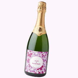 Butterflies Waterverf Magenta Pink Modern Boho Sparkling Wijnetiket