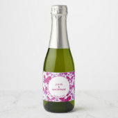 Butterflies Waterverf Magenta Pink Modern Boho Sparkling Wijnetiket (Voorkant)