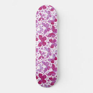Butterflies Waterverf Magenta Pink Persoonlijk Skateboard