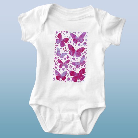 Butterflies Waterverf Magenta Pink Romper