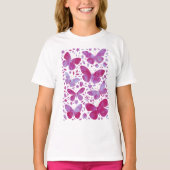 Butterflies Waterverf Magenta Pink T-shirt (Voorkant)