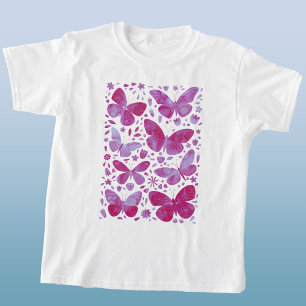 Butterflies Waterverf Magenta Pink T-shirt