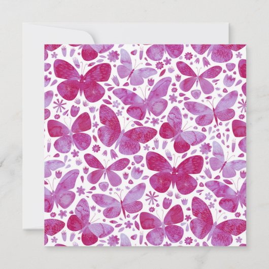 Butterflies Waterverf Magenta Pink Wedding Bedankkaart (Achterkant)