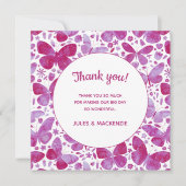 Butterflies Waterverf Magenta Pink Wedding Bedankkaart (Voorkant)