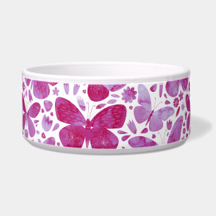 Butterflies Waterverf Magenta Roze Bowl Voerbakje
