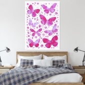 Butterflies Waterverf Magenta Roze Canvas Afdrukke (Insitu (Slaapkamer))