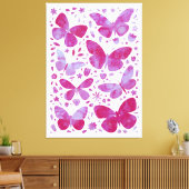 Butterflies Waterverf Magenta Roze Canvas Afdrukke (Insitu (Woonkamer))