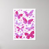 Butterflies Waterverf Magenta Roze Canvas Afdrukke (Voorkant)