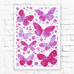 Butterflies Waterverf Magenta Roze Canvas Afdrukke<br><div class="desc">Magenta roze en witte waterverf vlinderschilderij.</div>