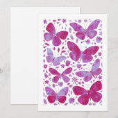 Butterflies Waterverf Magenta Roze Kaart van de Gr (Voorkant / Achterkant)