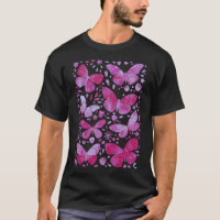 Butterflies Waterverf Magenta Roze T-Shirt