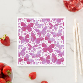 Butterflies Waterverf Moderne magenta roze Servet
