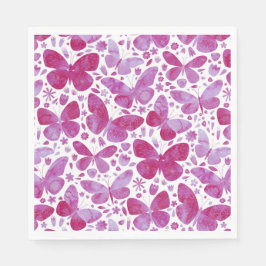 Butterflies Waterverf Moderne magenta roze Servet