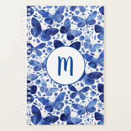 Butterflies Waterverf Monogram blauw Planner