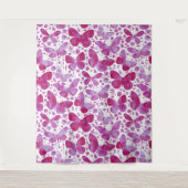 Butterflies Waterverf Patroon roze Wandkleed (Voorkant)