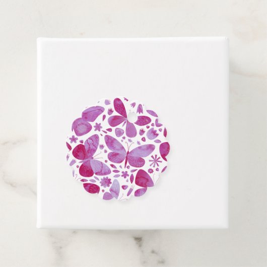 Butterflies Waterverf Roze Bedankjes Labels (In situ)