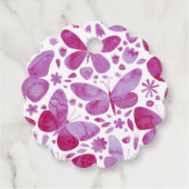Butterflies Waterverf Roze Bedankjes Labels (Voorkant)