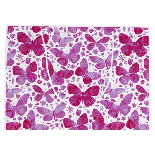 Butterflies Waterverf Roze Groot Cadeauzakje (Achterkant)