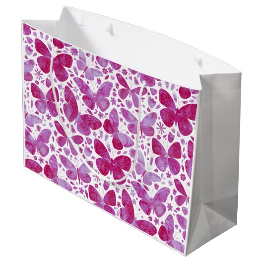 Butterflies Waterverf Roze Groot Cadeauzakje (Achterkant Gekanteld)