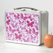 Butterflies Waterverf Roze metalen doos (In situ)