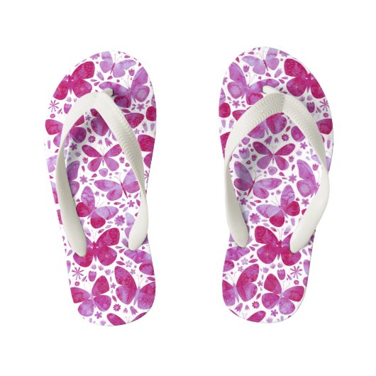 Butterflies Waterverf Roze teenslipper van het kin Kinder Teenslippers (Voetbed)