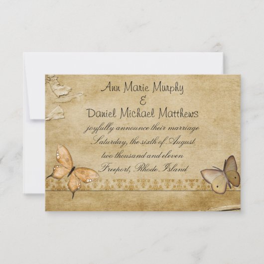 Butterflies Wedding Announding Kaart (Voorkant)