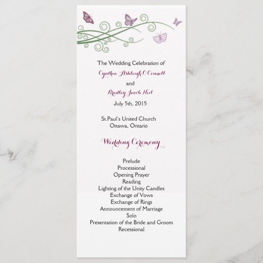 Butterflies Wedding Ceremony Program Programmakaart (Voorkant)