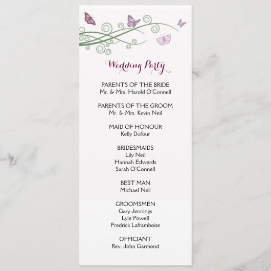 Butterflies Wedding Ceremony Program Programmakaart (Achterkant)