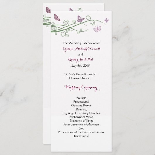 Butterflies Wedding Ceremony Program Programmakaart (Voorkant / Achterkant)