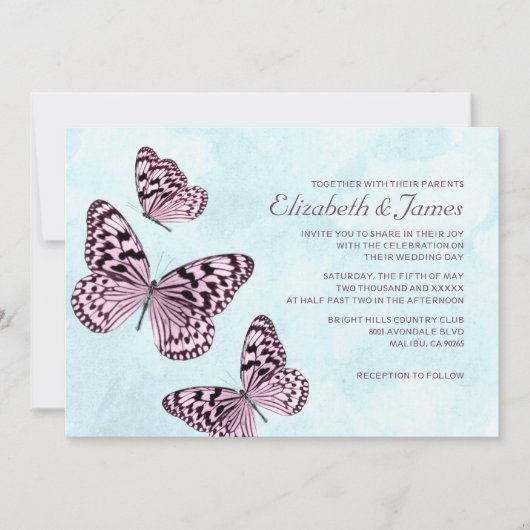  Butterflies Wedding Invitations Kaart (Voorkant)