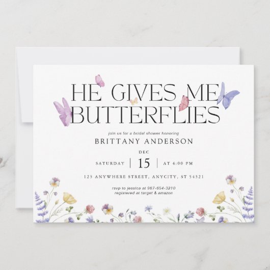 Butterflies Whimsical Bridal Shower Uitnodiging (Voorkant)