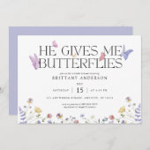 Butterflies Whimsical Bridal Shower Uitnodiging (Voorkant / Achterkant)