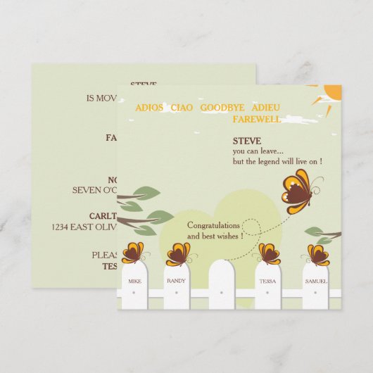 Butterflies Whimsical Farewell Party Invitation Kaart (Voorkant / Achterkant)