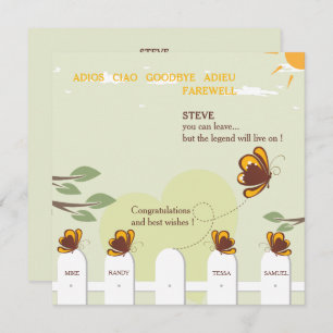 Butterflies Whimsical Farewell Party Invitation Kaart