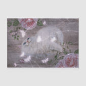Butterflies White Kitty Cat Floral Decoupage Tissuepapier (Voorkant)