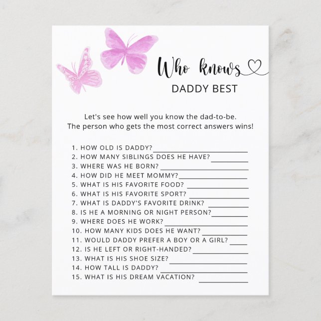 Butterflies - Wie kent DADDY het beste spel (Voorkant)