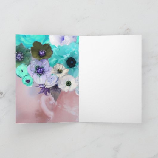 BUTTERFLIES, WITTE BLAUWGROEN ROZEN EN ANEMONSENST KAART (Binnen)