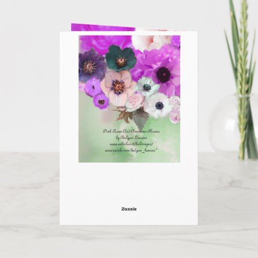 BUTTERFLIES, WITTE PAARSE ROZEN EN ANEMONSENSTROME KAART (Achterkant)