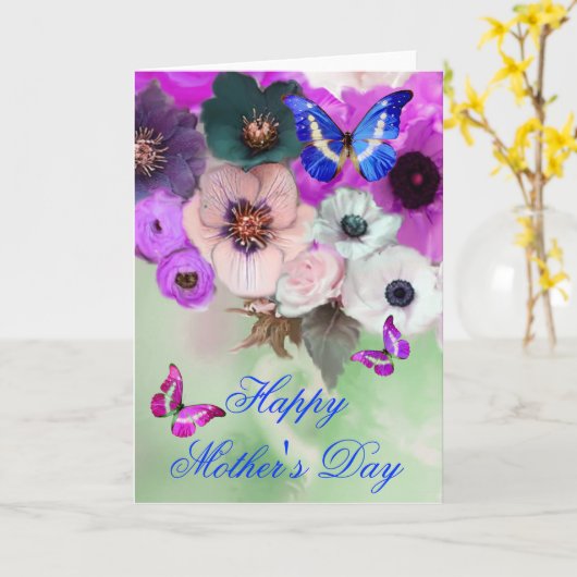 BUTTERFLIES, WITTE PAARSE ROZEN EN ANEMONSENSTROME KAART (Gele Bloem)