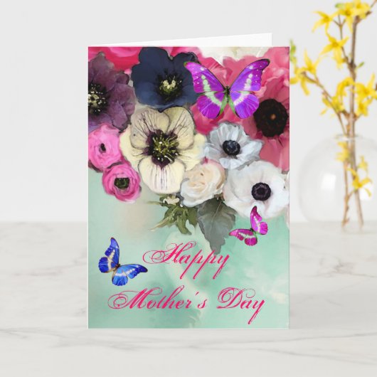 BUTTERFLIES, WITTE PINKROSSEN EN ANEMONSENSTROMEN KAART (Gele Bloem)