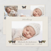 Butterflies Woodland foto geboorte aankondiging (Voorkant / Achterkant)