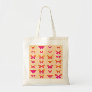 Butterflies, zacht sinaasappel, koraalroze, goud tote bag