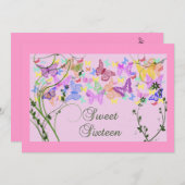 butterflies, zoete zestien uitnodiging (Voorkant / Achterkant)