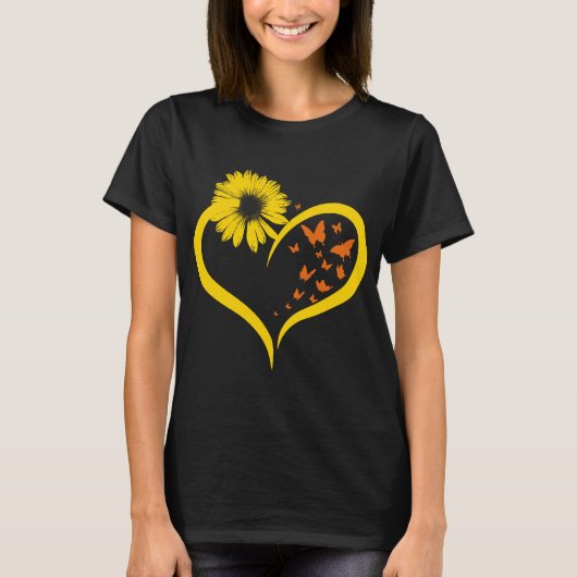 Butterflies-zonnebloemen-Heart-Hippie- T-shirt (Voorkant)