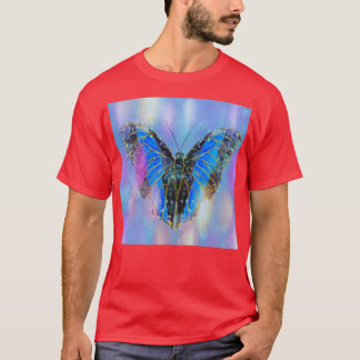butterfliesternagebarsten vlinder met sequinsblue t-shirt