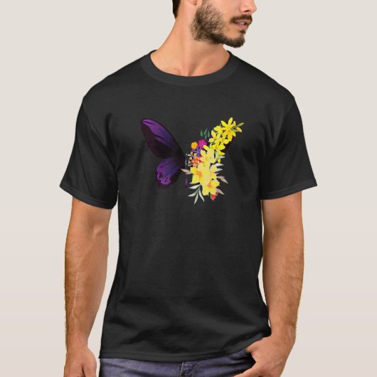 Butterflower chrysanthemums and butterfly t-shirt (Voorkant)