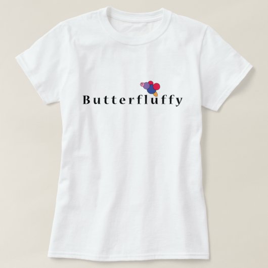 Butterfluffy: Schattige voedselminnend vogelt-shir T-shirt (Design voorkant)